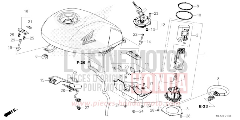 RESERVOIR A CARBURANT/POMPE A CARBURANT de CMX 1100 "Rebel" BORDEAUX RED METALLIC (R337) 2021